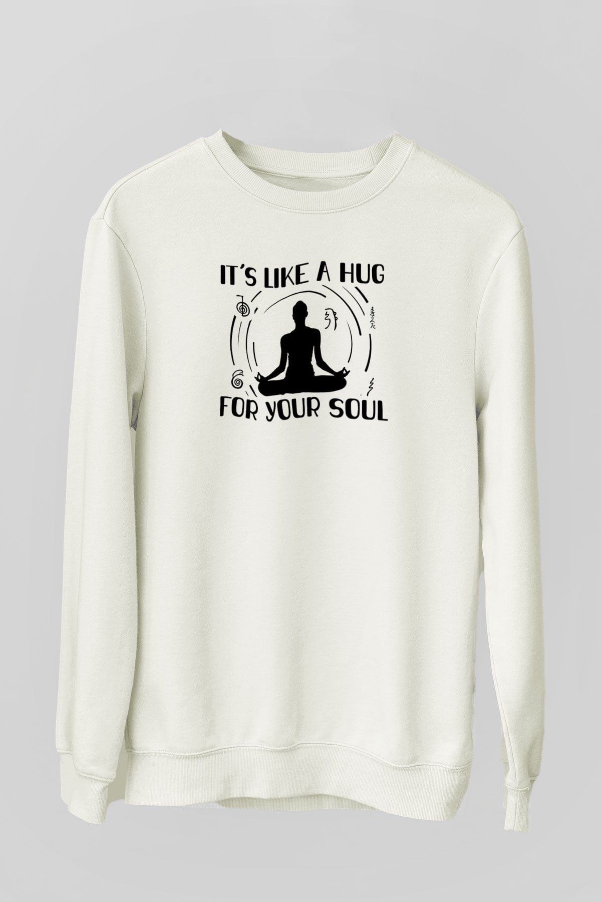 Yoga Baskılı Unisex Ekru Sweatshirt
