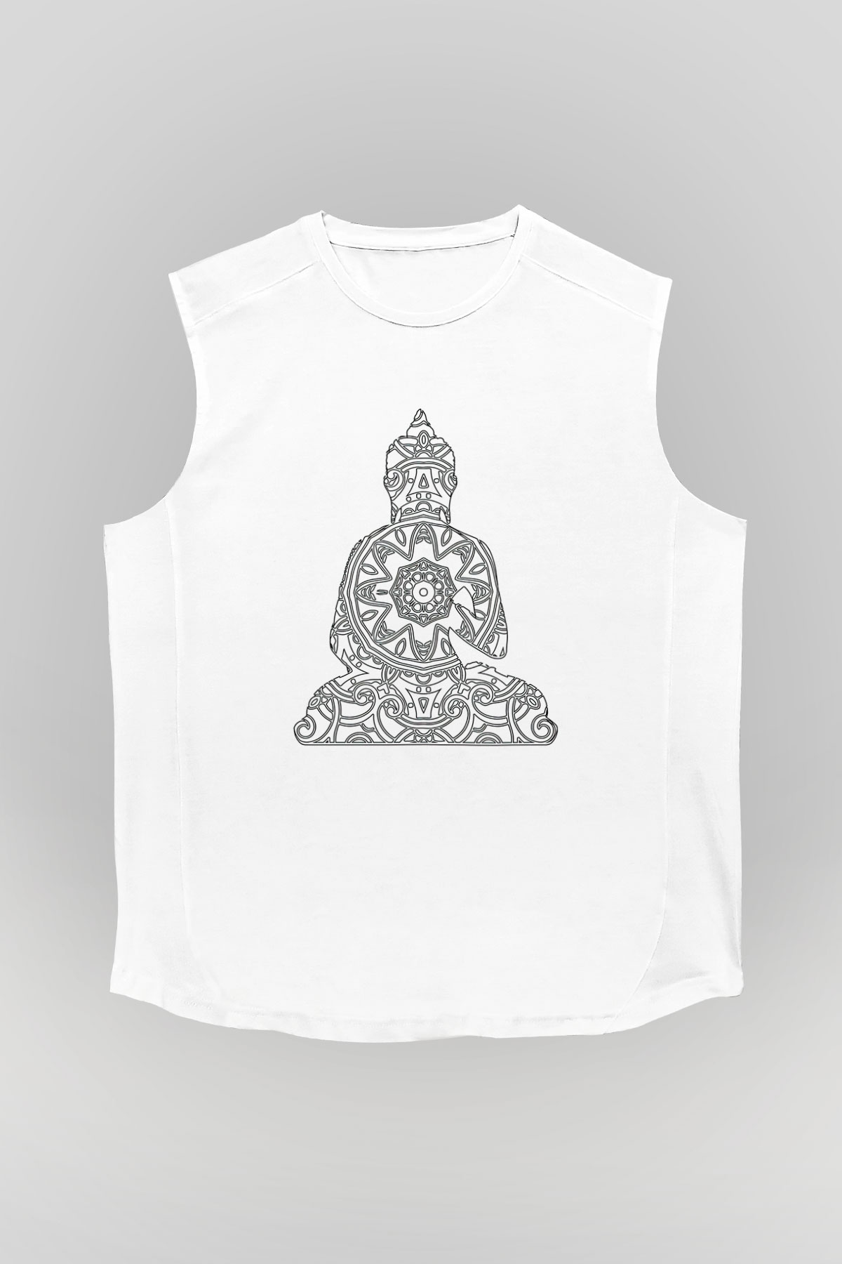 Yoga Baskılı Unisex Kolsuz Beyaz Tişört