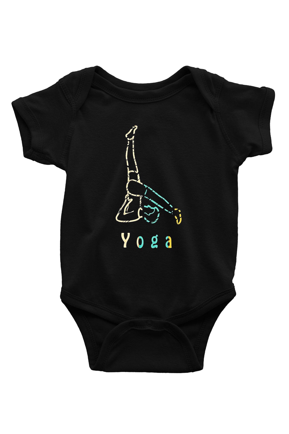Yoga Baskılı Unisex Siyah Bebek Body - Zıbın