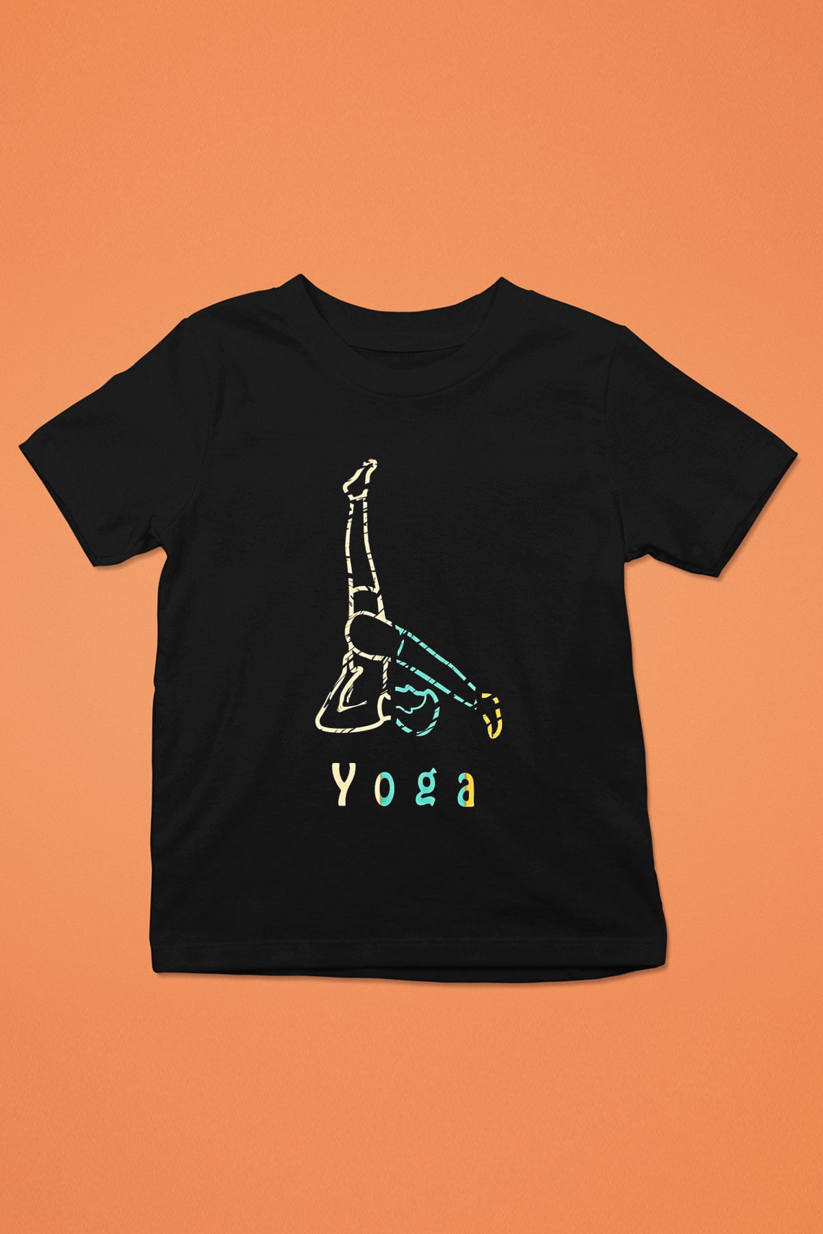 Yoga Baskılı Unisex Siyah Çocuk Tİşörtü - Tshirt