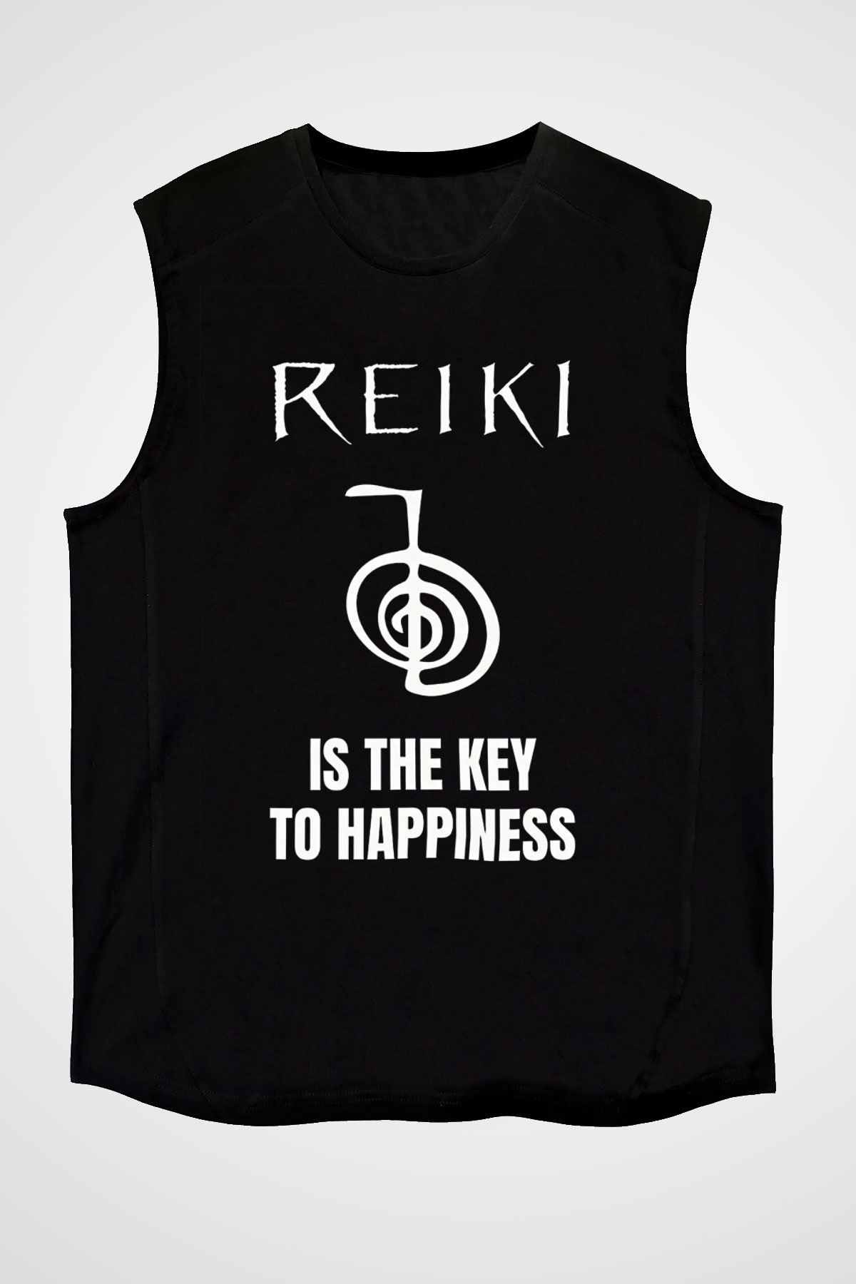 Yoga Baskılı Unisex Siyah Kolsuz Tişört