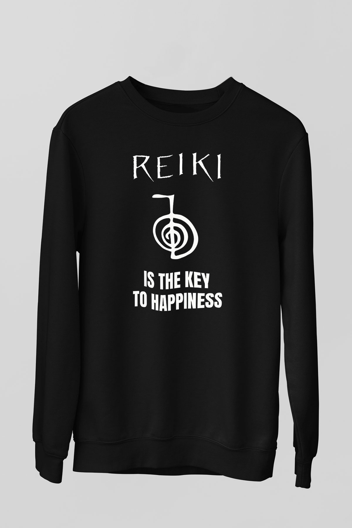 Yoga Baskılı Unisex Siyah Sweatshirt