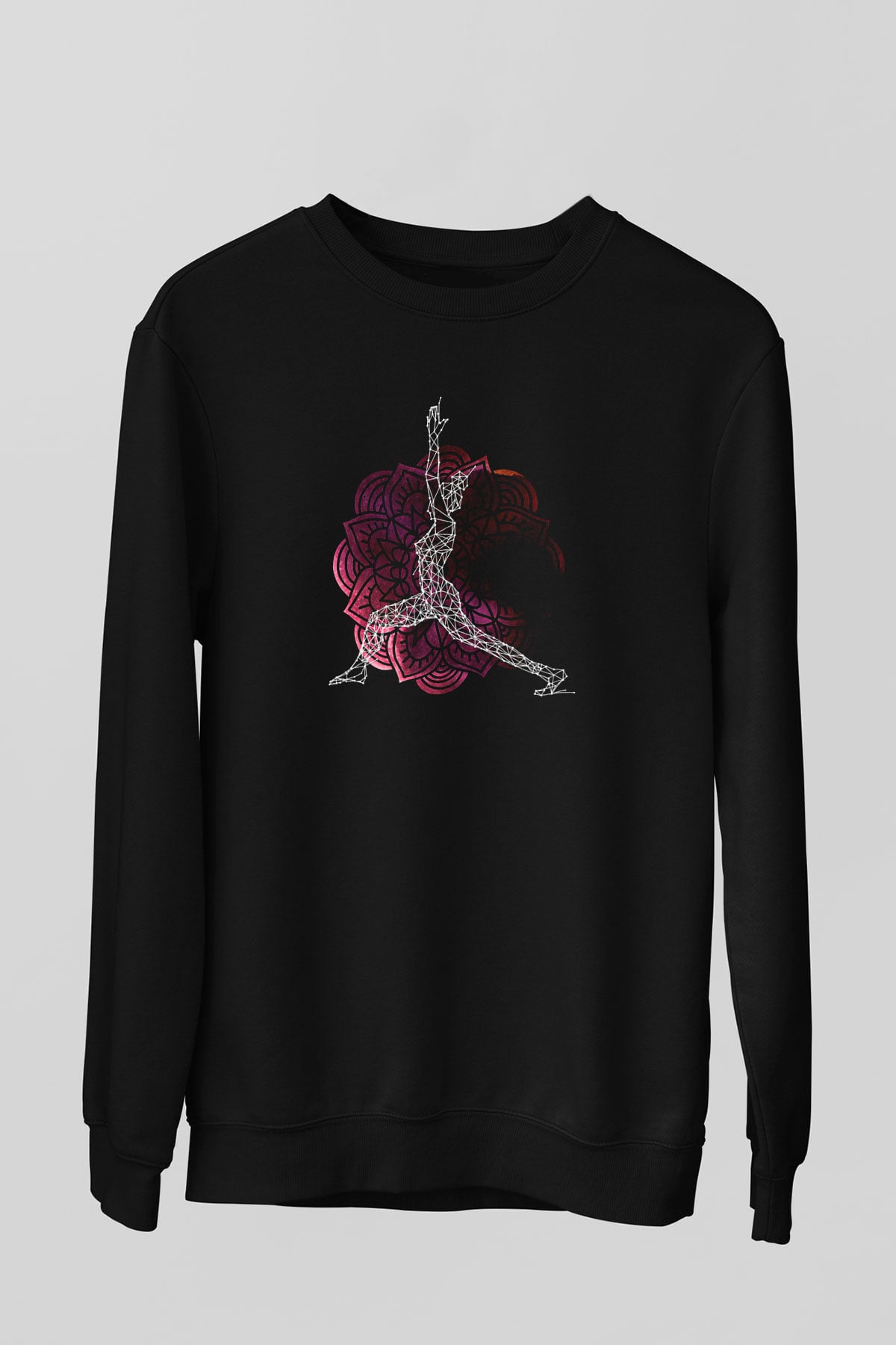 Yoga Baskılı Unisex Siyah Sweatshirt