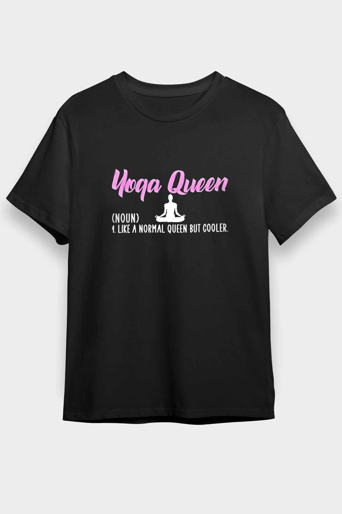 Yoga Baskılı Unisex Siyah Tişört - Tshirt