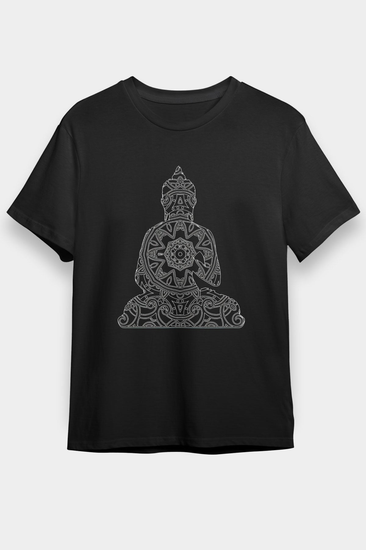 Yoga Baskılı Unisex Siyah Tişört - Tshirt