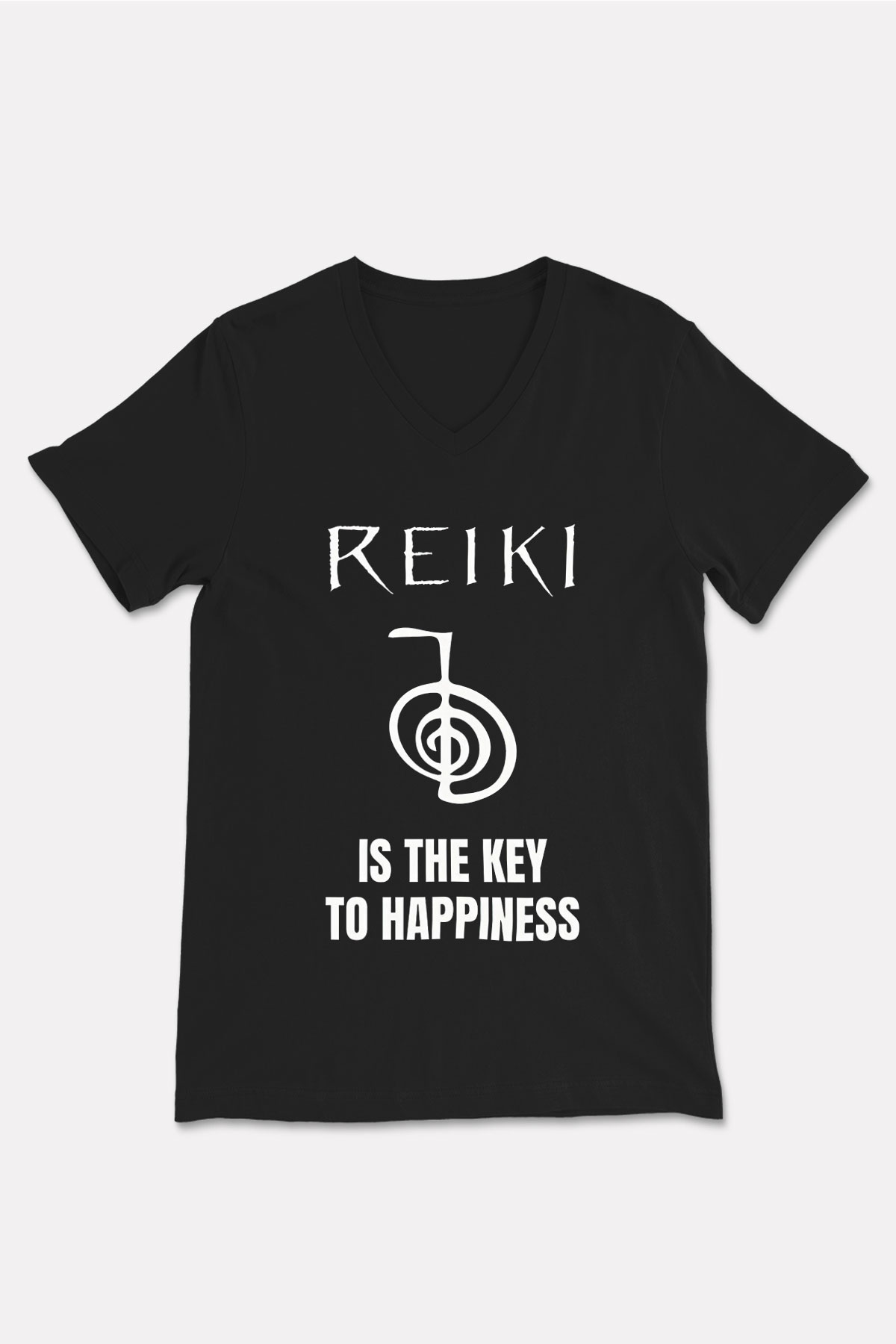 Yoga Baskılı Unisex Siyah V Yaka Tişört