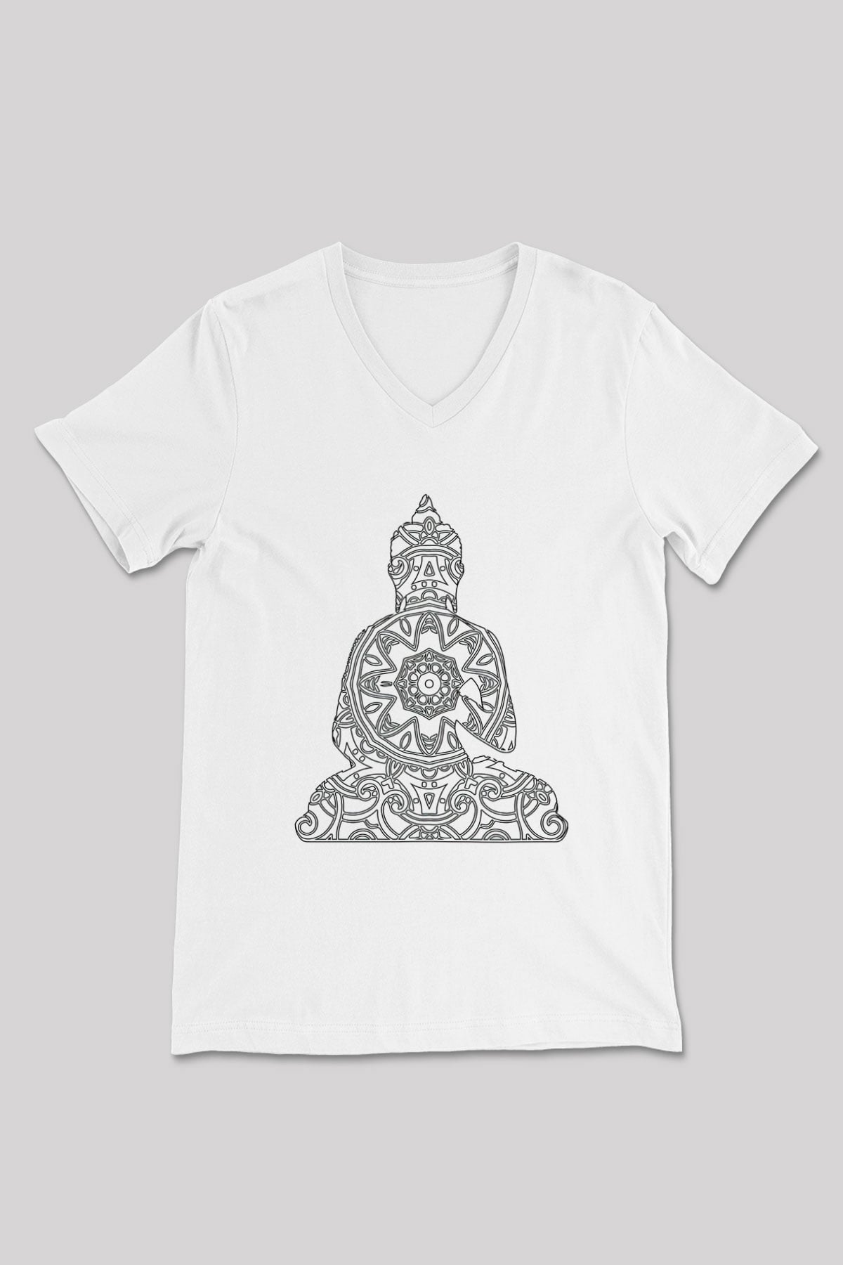 Yoga Baskılı Unisex V Yaka Tişört - Tshirt
