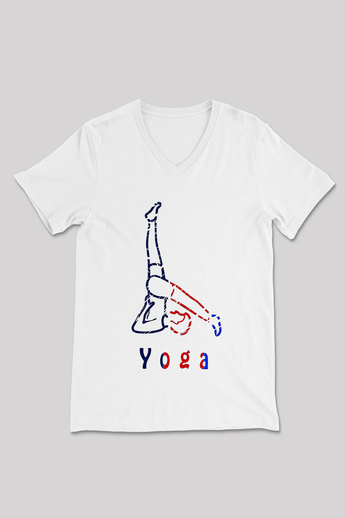 Yoga Baskılı Unisex V Yaka Tişört - Tshirt