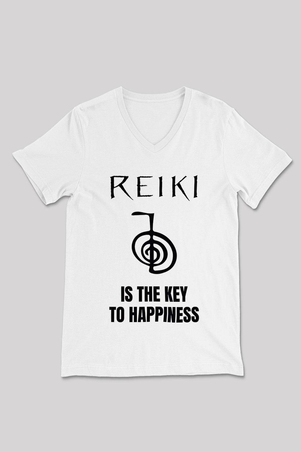 Yoga Baskılı Unisex V Yaka Tişört - Tshirt