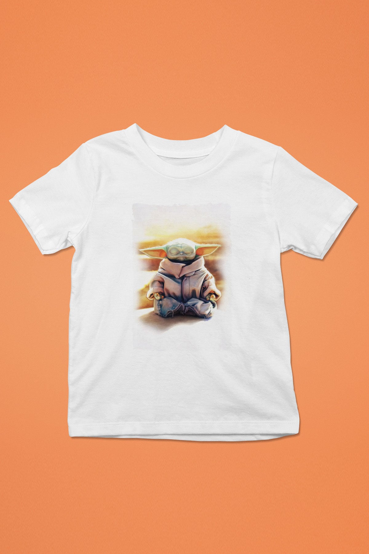 Yoga Yoda Baskılı Unisex Beyaz  Çocuk Tişört