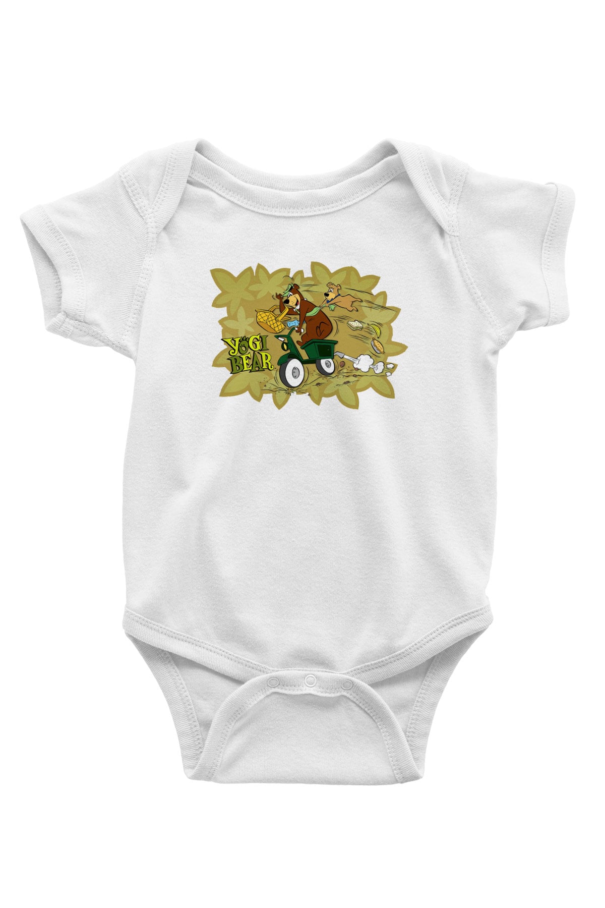 Yogi Bear Ayı Yogi Baskılı Beyaz Unisex Bebek Body - Zıbın