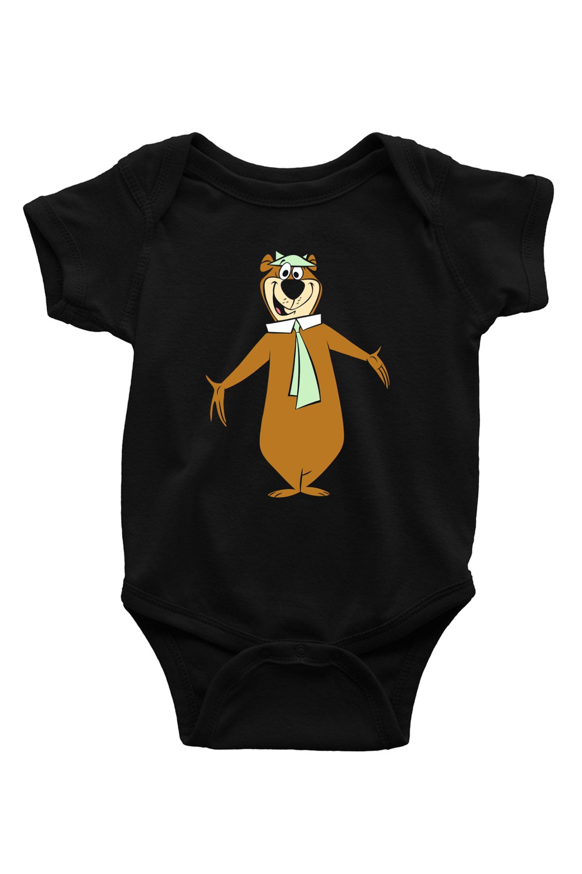 Yogi Bear Ayı Yogi Baskılı Siyah Bebek Body - Zıbın