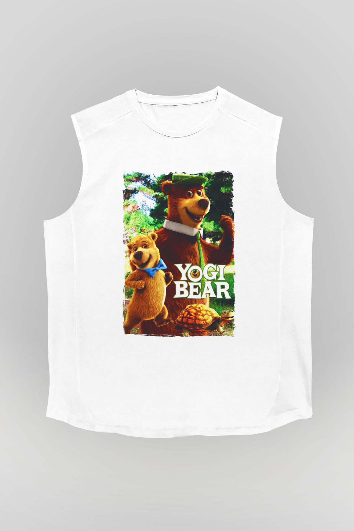 Yogi Bear Ayı Yogi Beyaz Unisex  Kolsuz Tişört
