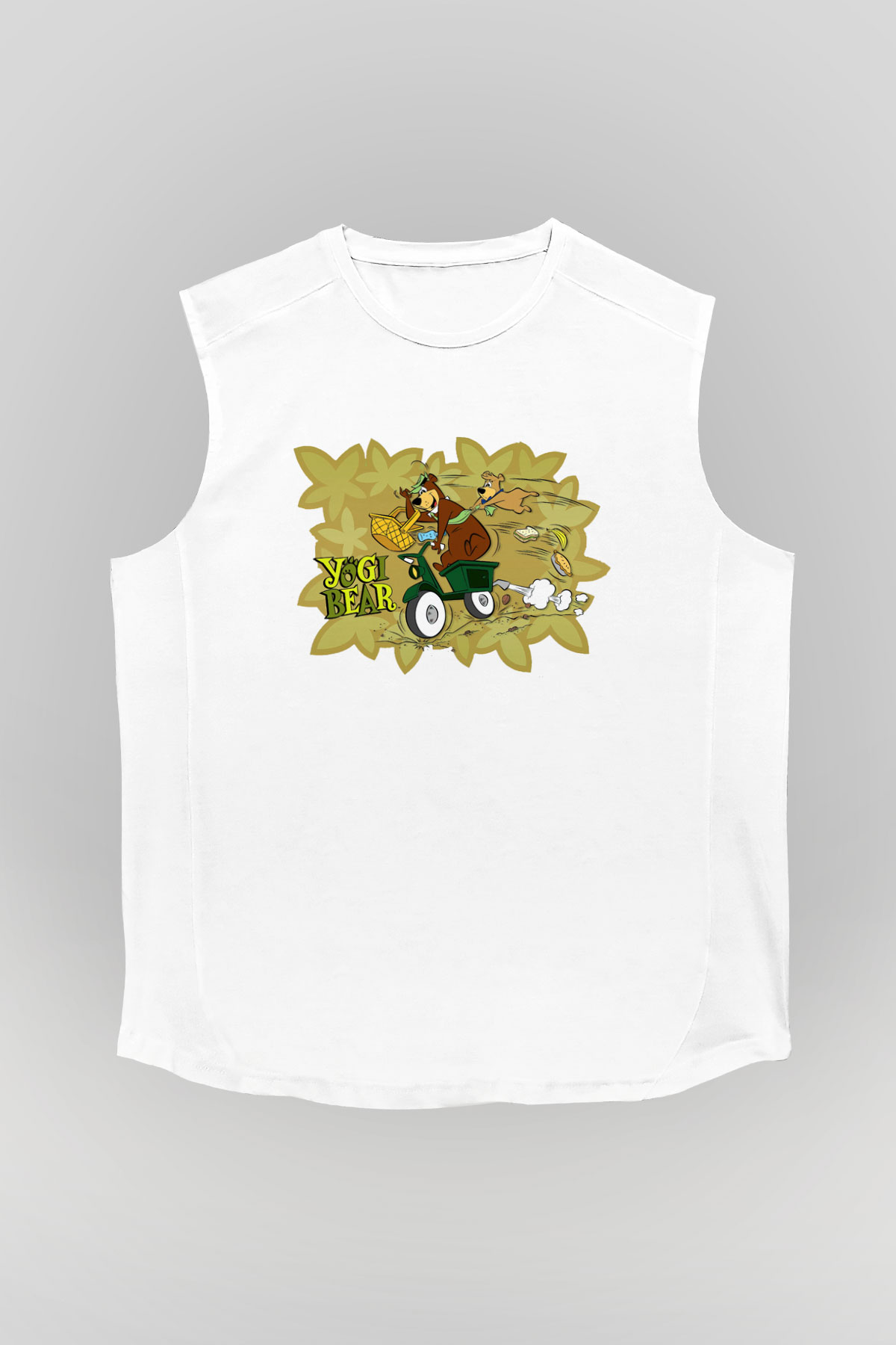 Yogi Bear Ayı Yogi Beyaz Unisex Kolsuz Tişört
