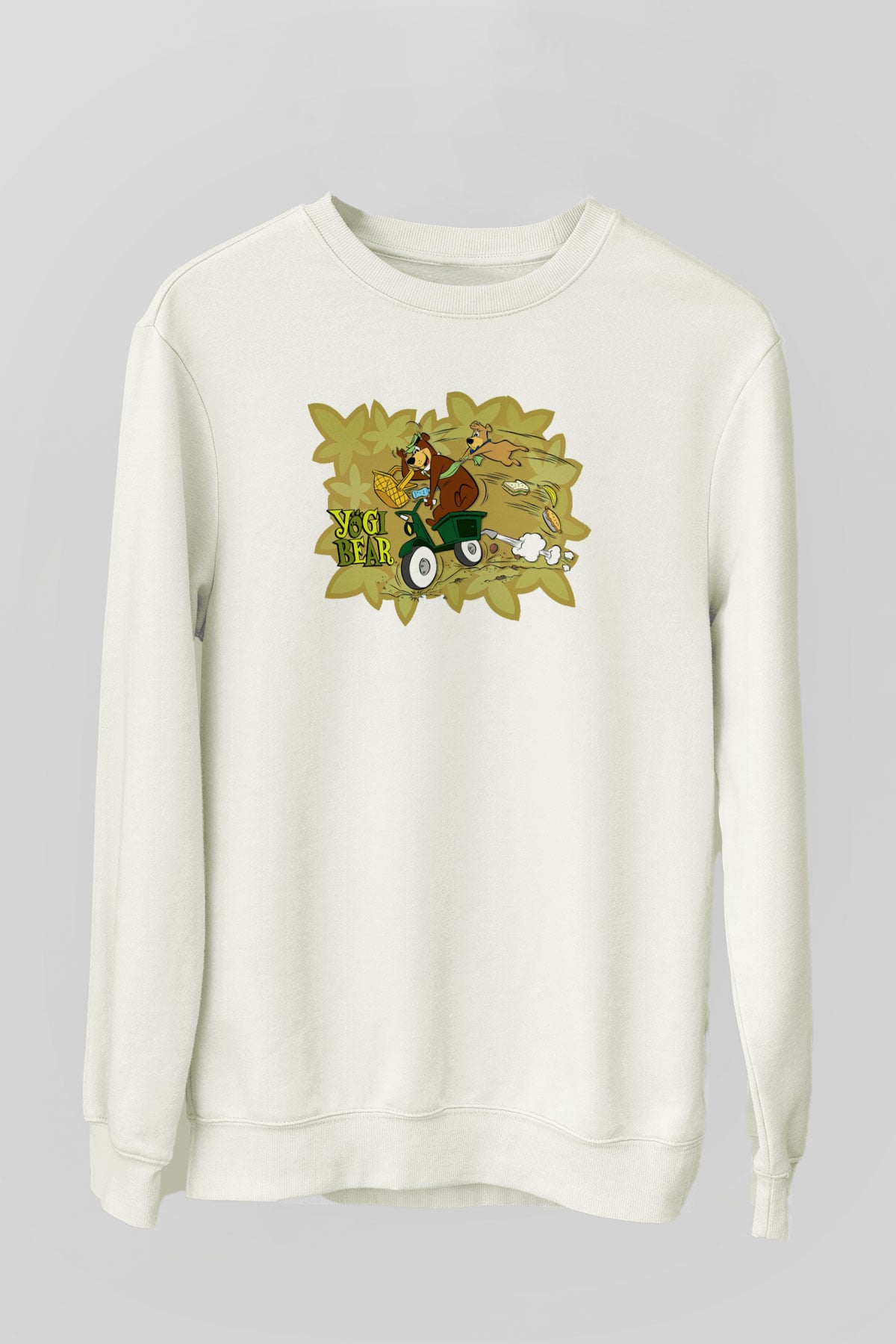 Yogi Bear Ayı Yogi Beyaz Unisex Sweatshirt