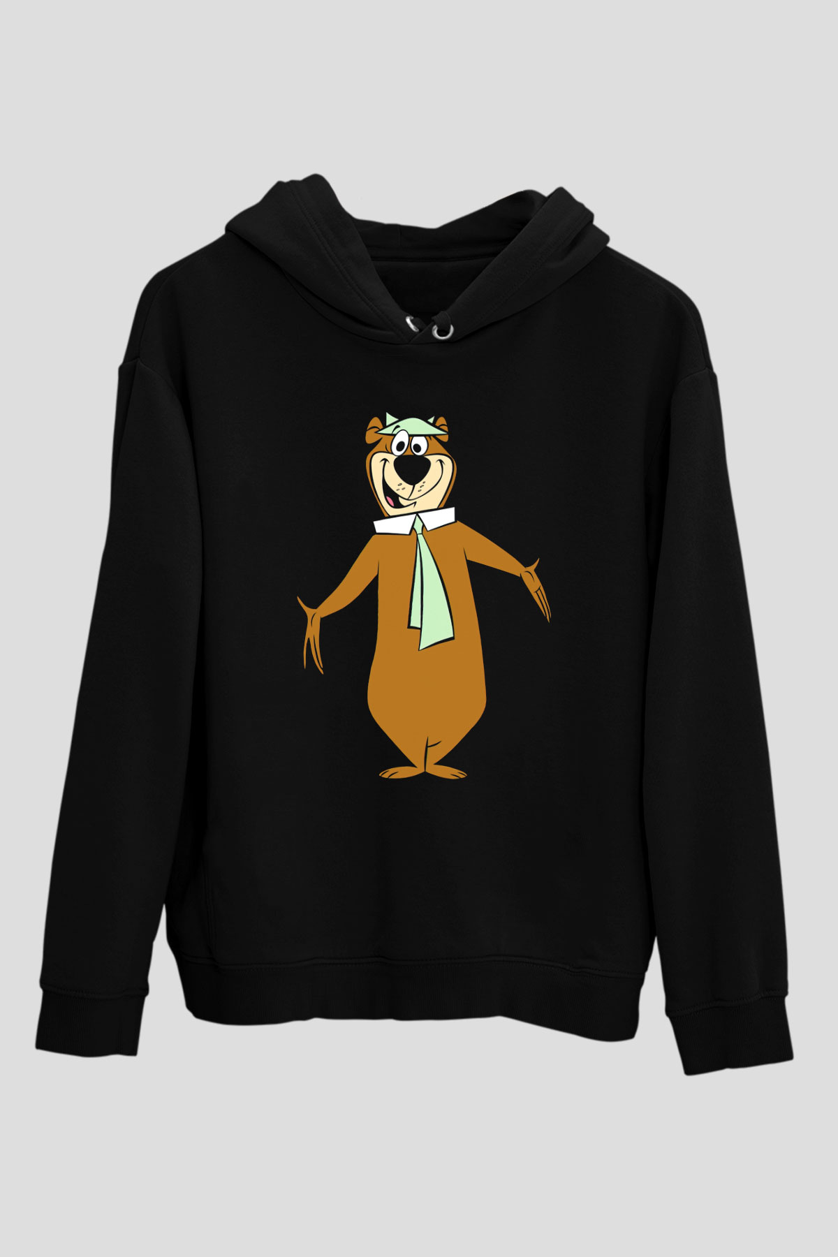 Yogi Bear Ayı Yogi Siyah Unisex Kapüşonlu Sweatshirt