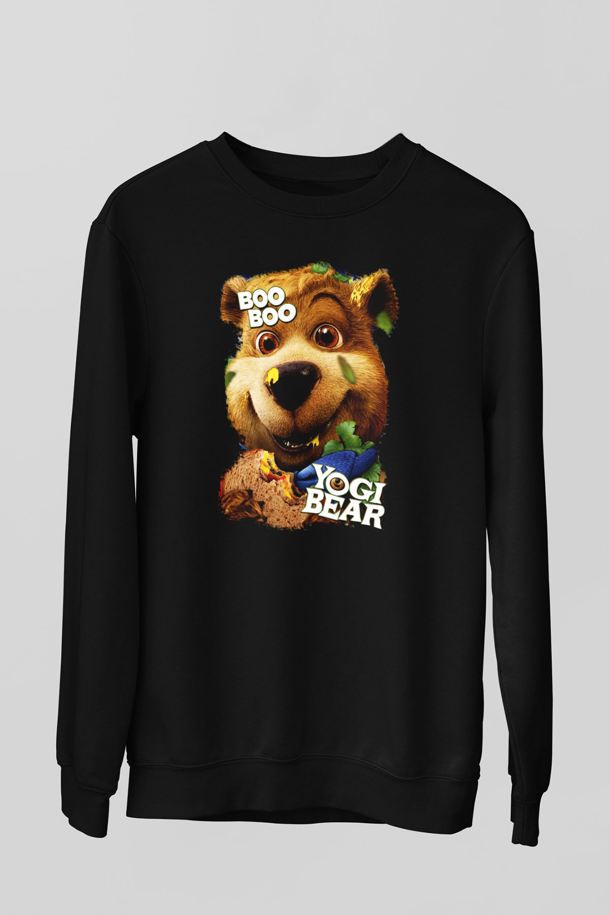 Yogi Bear Ayı Yogi Siyah Unisex Sweatshirt