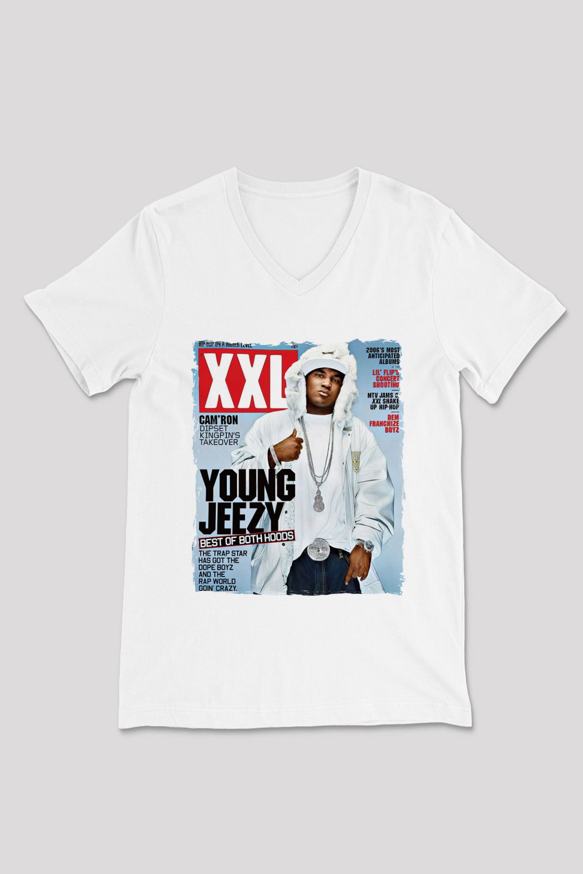 Young Jeezy Beyaz Unisex V Yaka Tişört