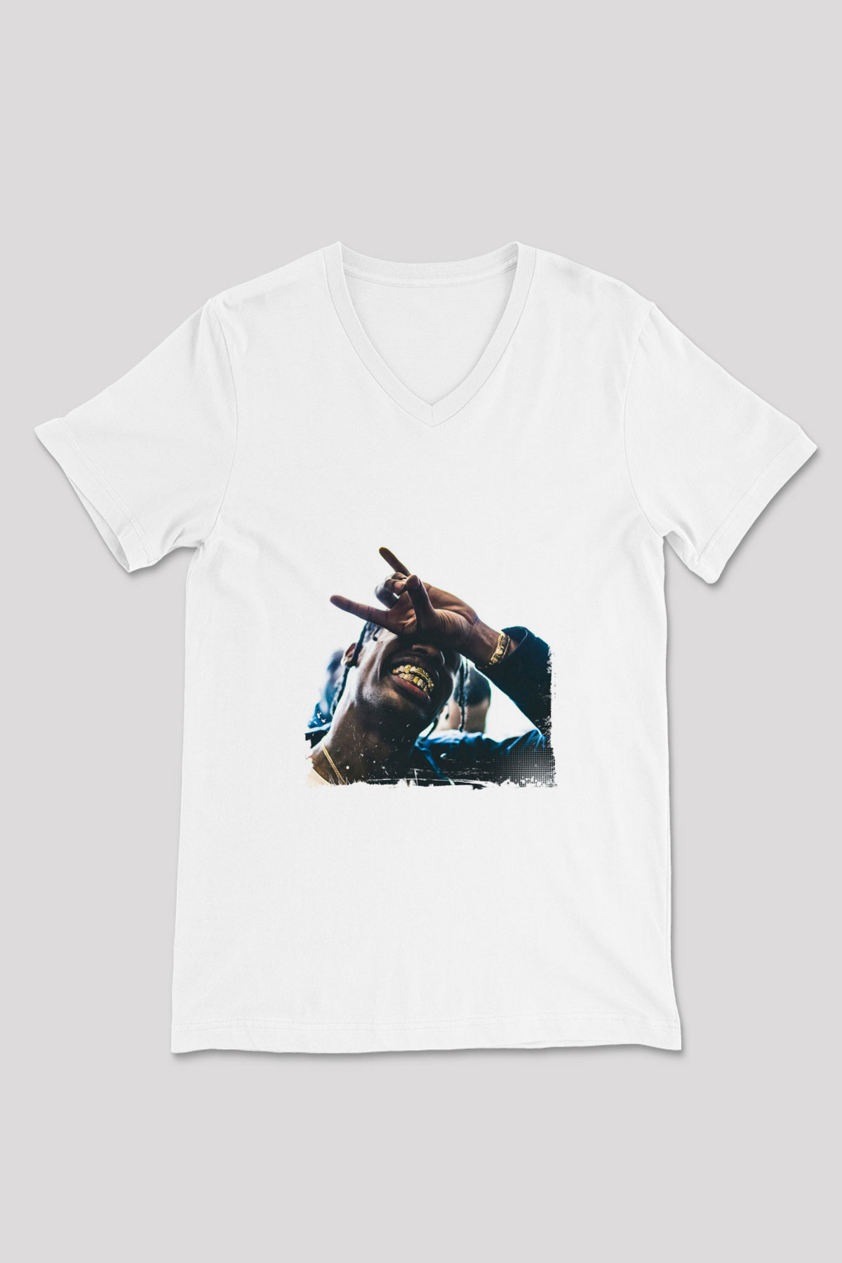 Young Thug Baskılı Beyaz V Yaka Unisex Tişört