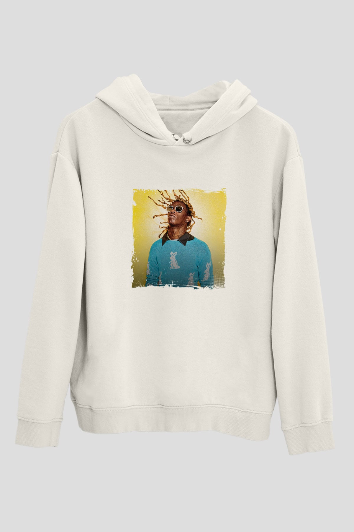 Young Thug Baskılı Unisex Beyaz Kapüşonlu Sweatshirt