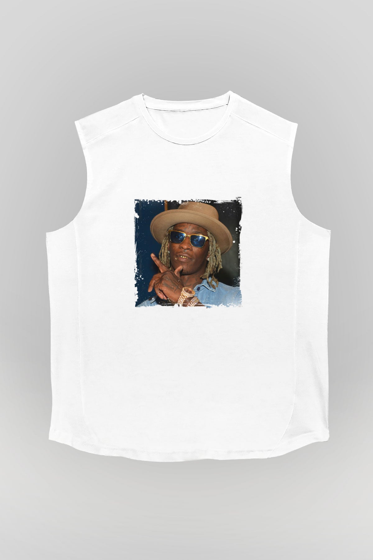 Young Thug Baskılı Unisex Beyaz Kolsuz Tişört