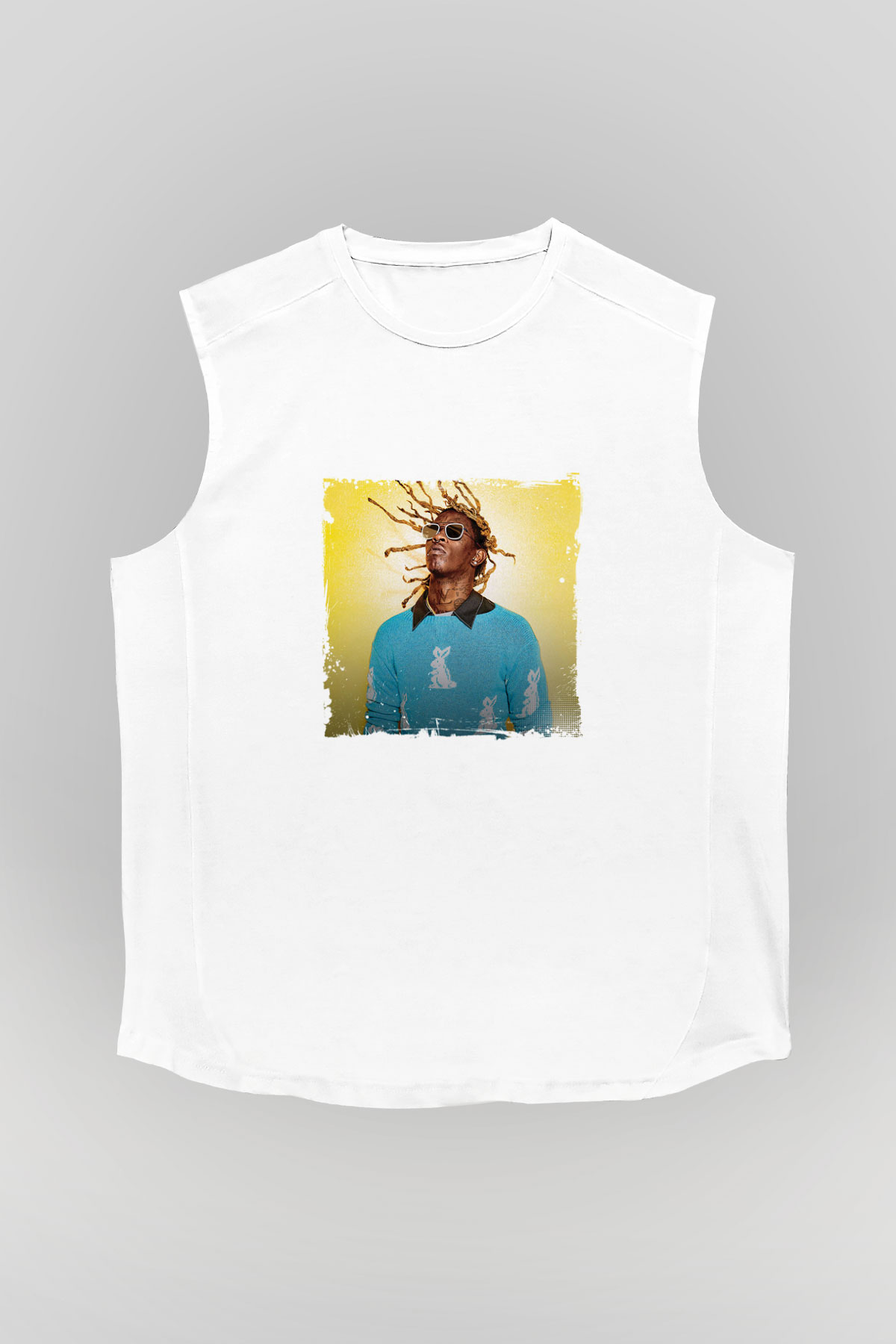 Young Thug Baskılı Unisex Beyaz Kolsuz Tişört