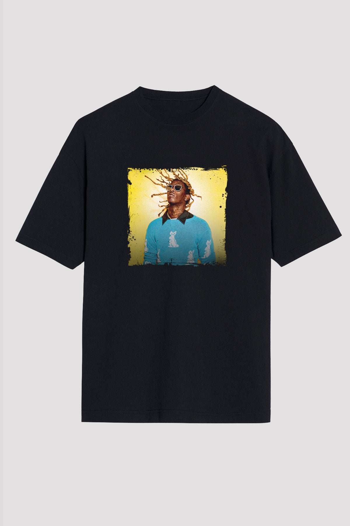Young Thug Baskılı Unisex Oversize Siyah Tişört