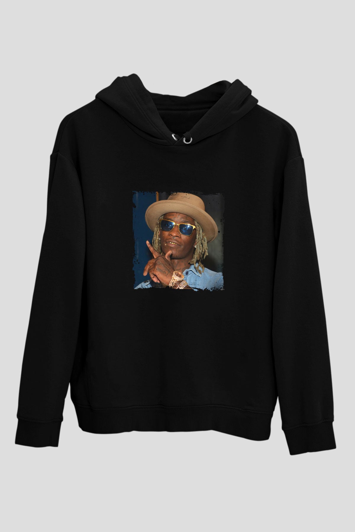 Young Thug Baskılı Unisex Siyah Hoodie