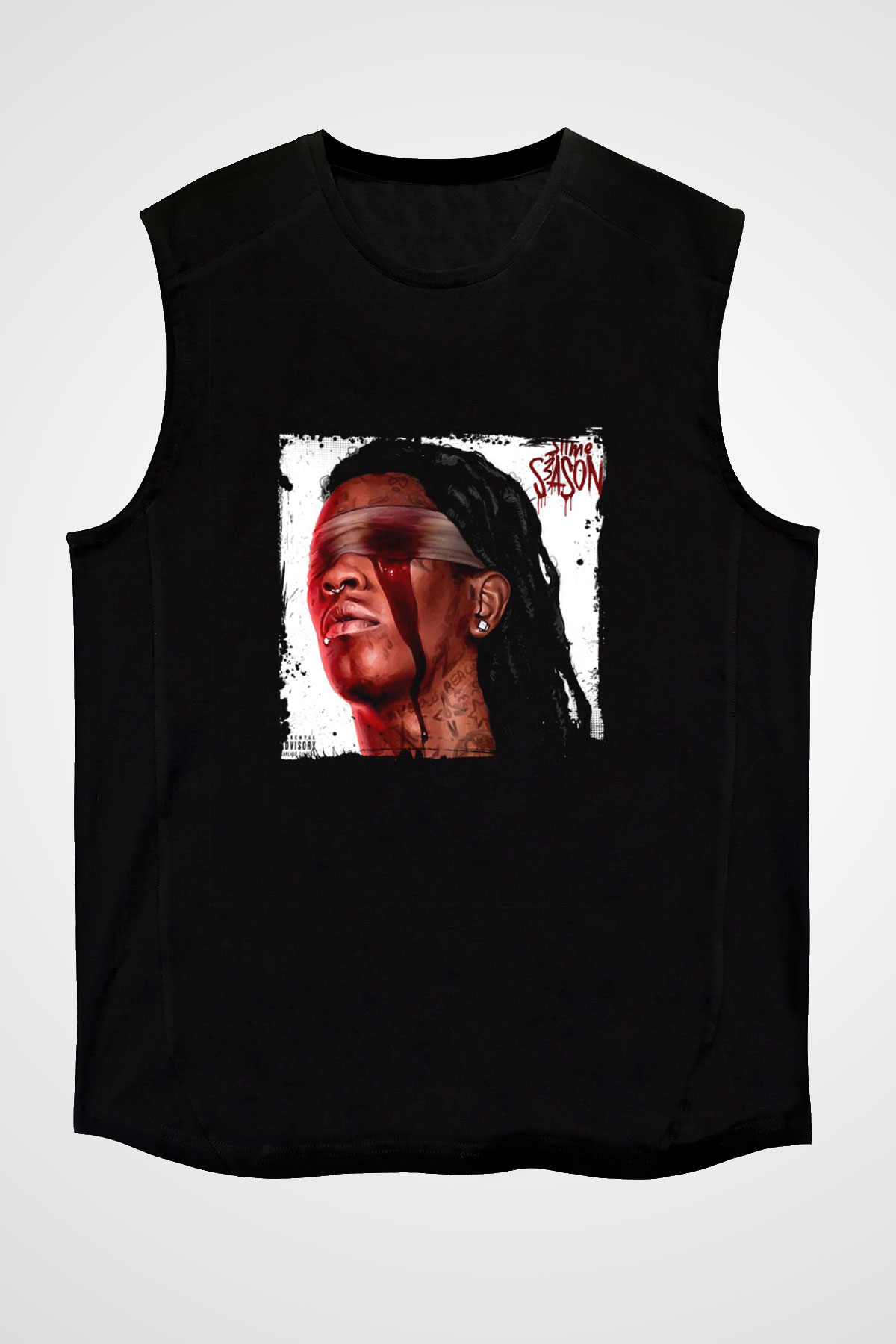 Young Thug Baskılı Unisex Siyah Kolsuz Tişört