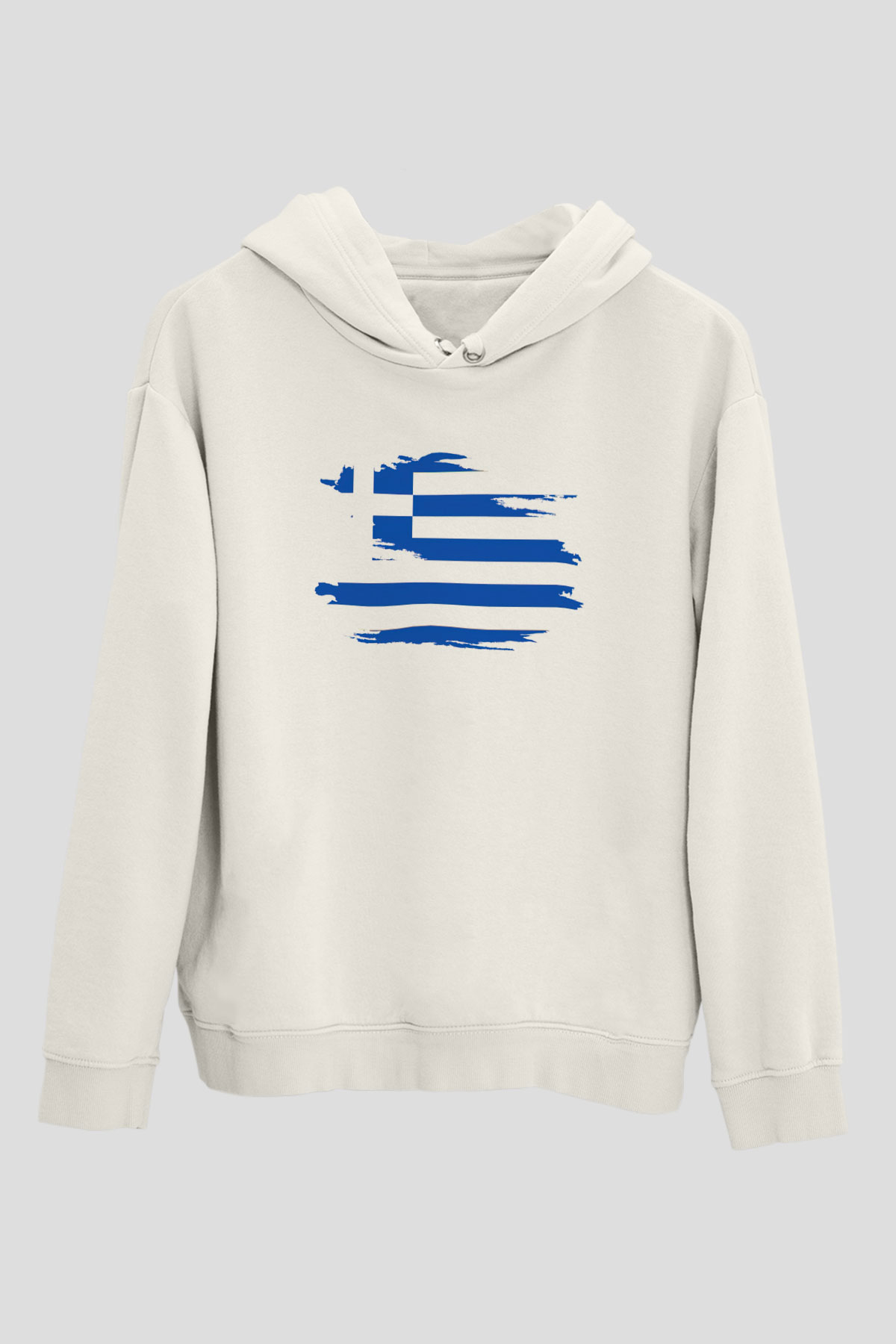 Yunanistan Beyaz Unisex Kapşonlu Sweatshirt