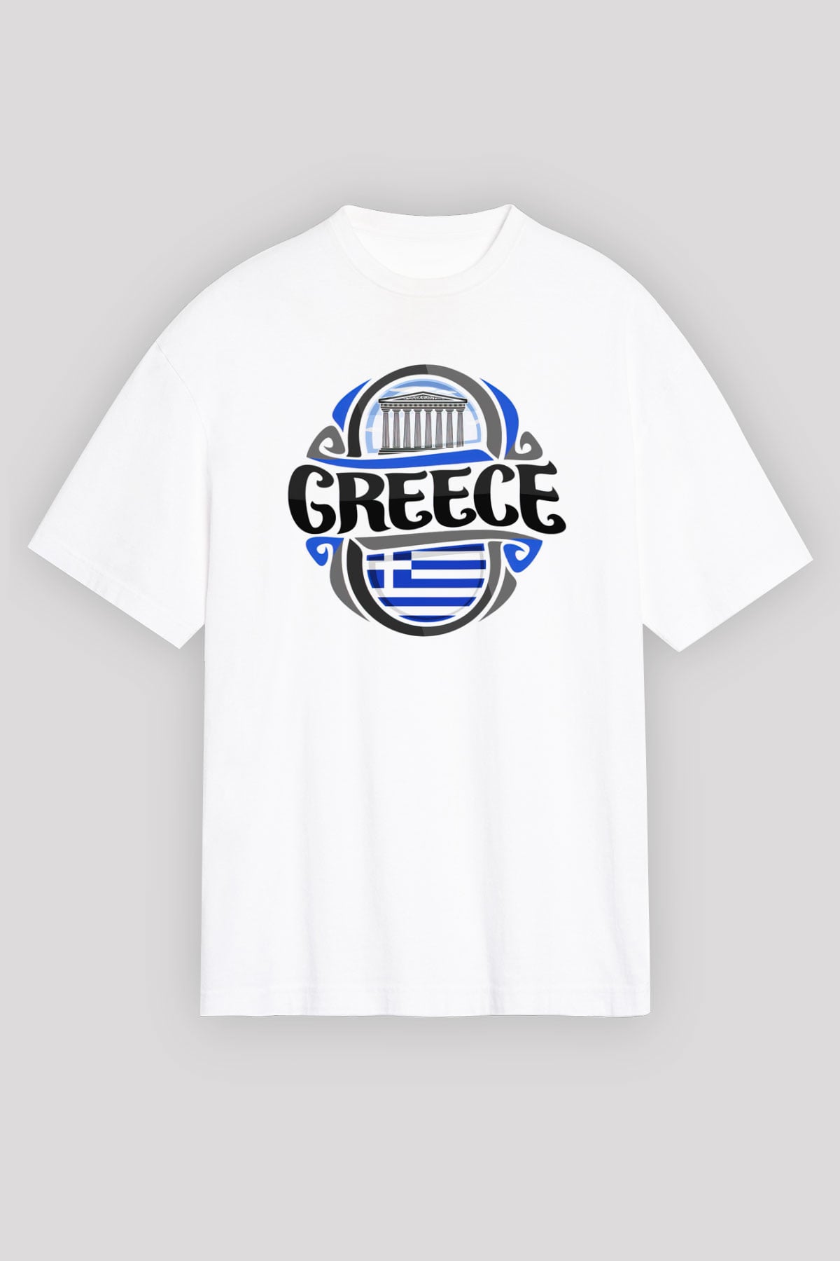 Yunanistan Beyaz Unisex Oversize Tişört T-Shirt