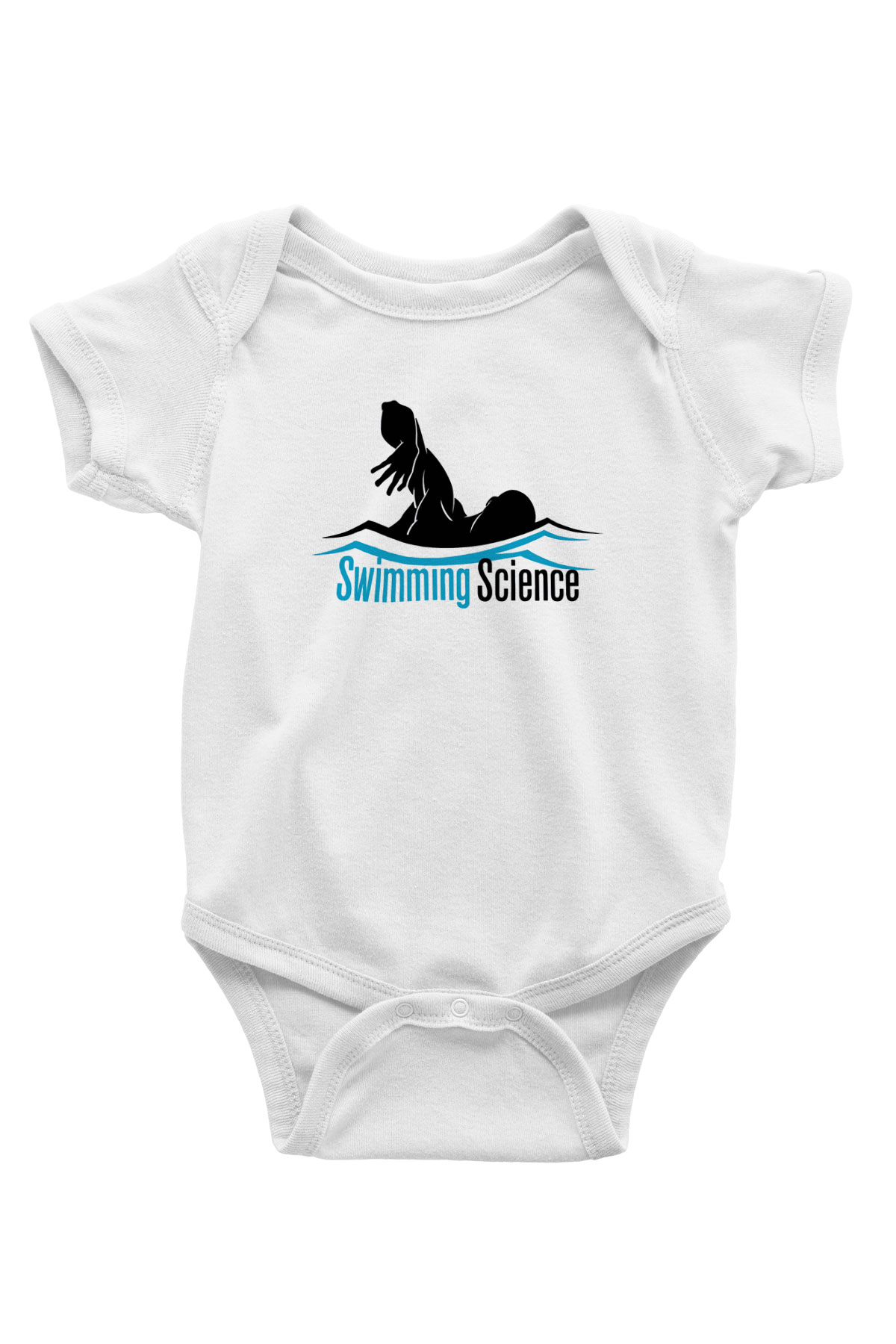 Yüzme Baskılı Beyaz Unisex Bebek Body - Zıbın