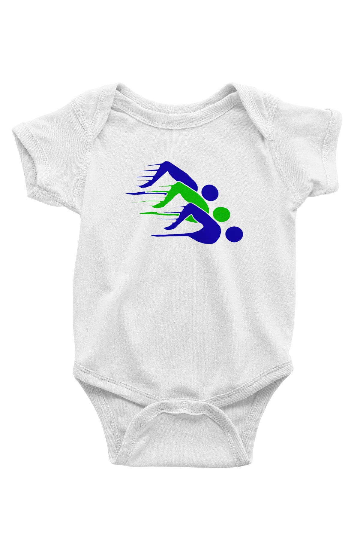 Yüzme Baskılı Beyaz Unisex Bebek Body - Zıbın