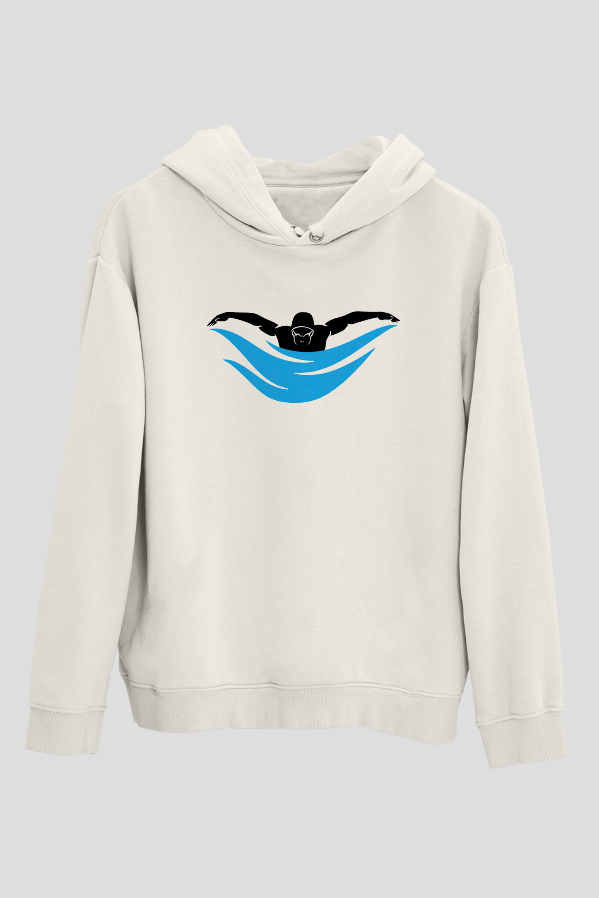 Yüzme Beyaz Unisex Hoodie