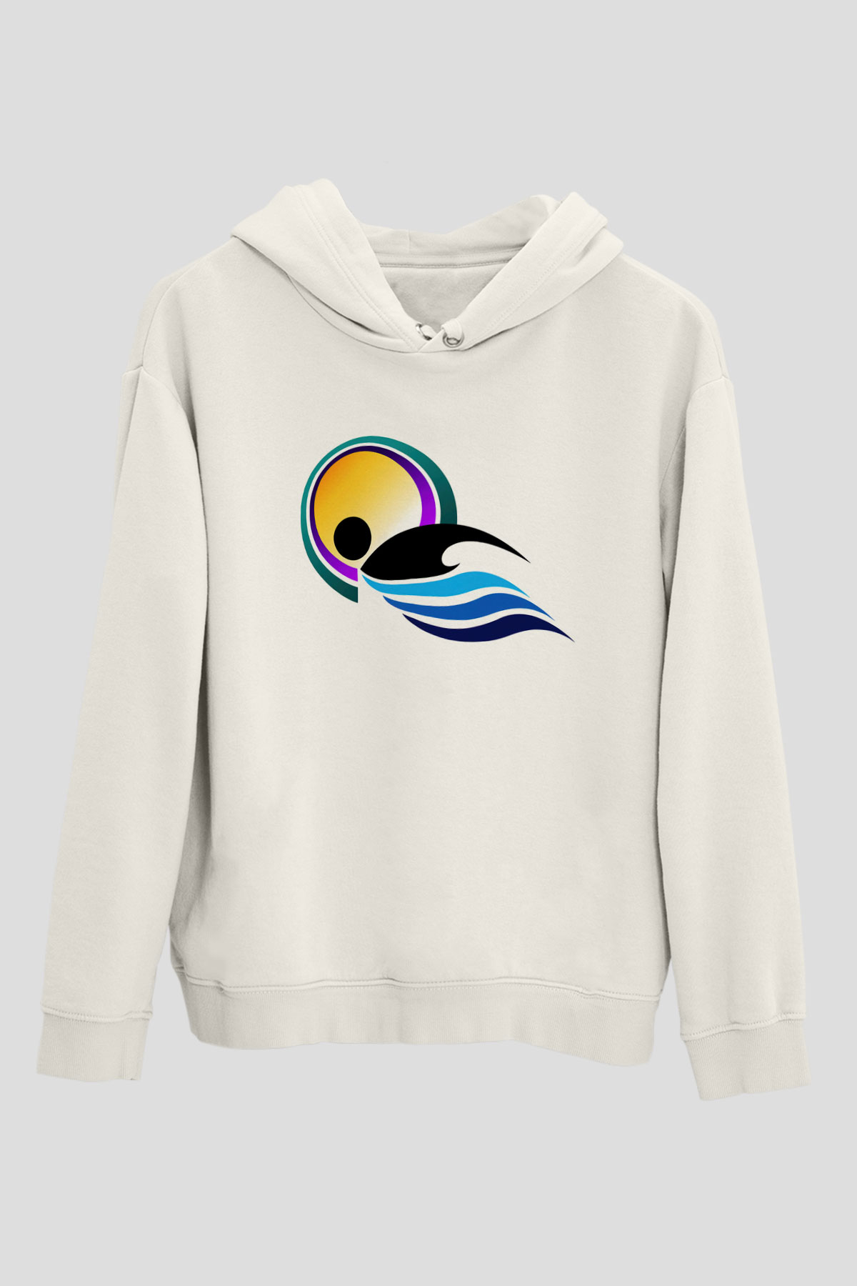 Yüzme Beyaz Unisex Hoodie