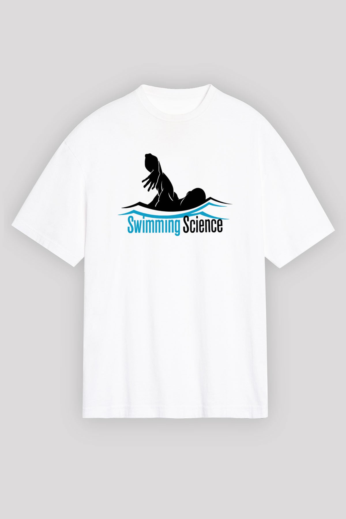 Yüzme Beyaz Unisex Oversize Tişört T-Shirt