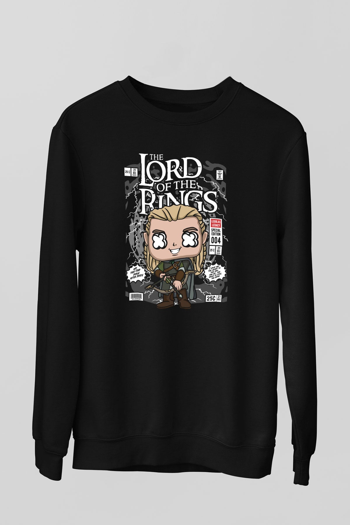 Yüzüklerin Efendisi Baskılı Unisex Siyah Sweatshirt