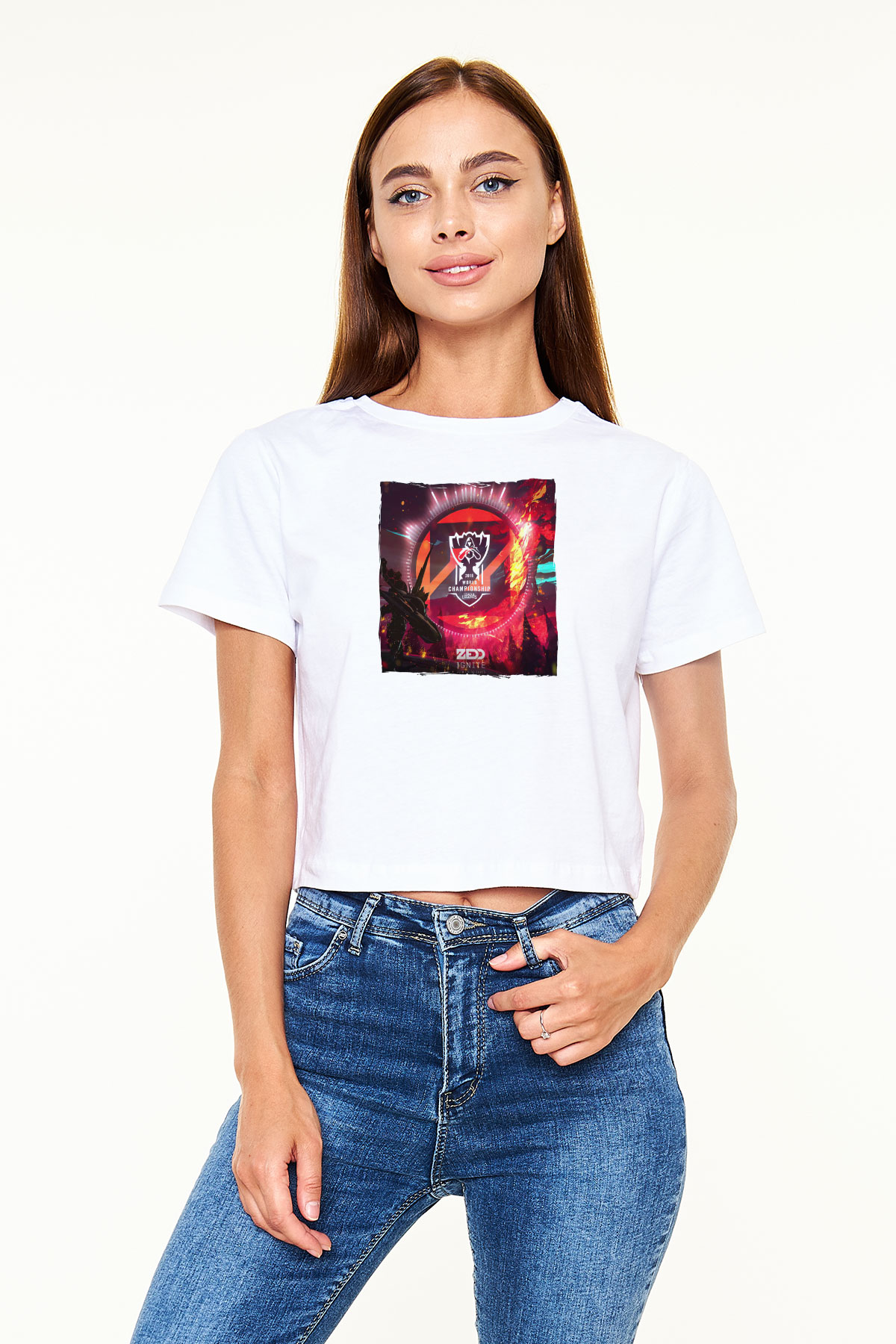 Zedd Beyaz  Crop Top Tişört