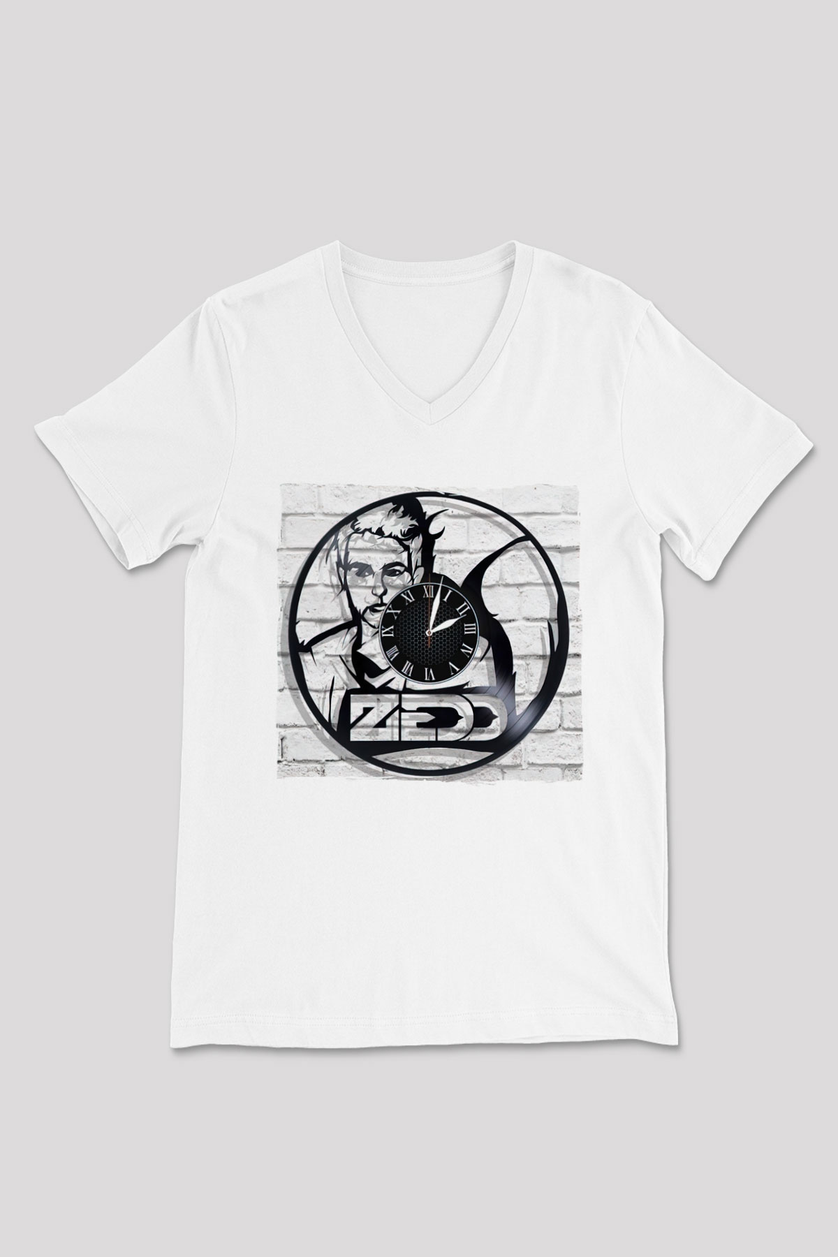 Zedd Beyaz Unisex V Yaka Tişört