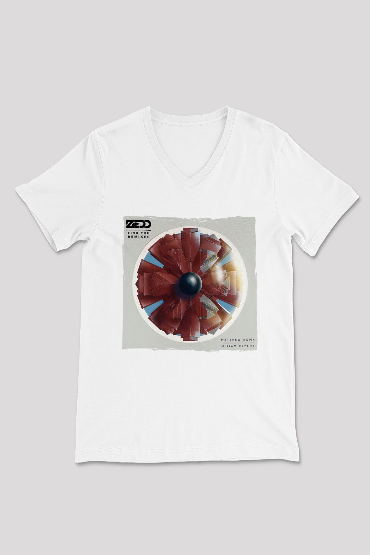 Zedd Beyaz Unisex V Yaka Tişört