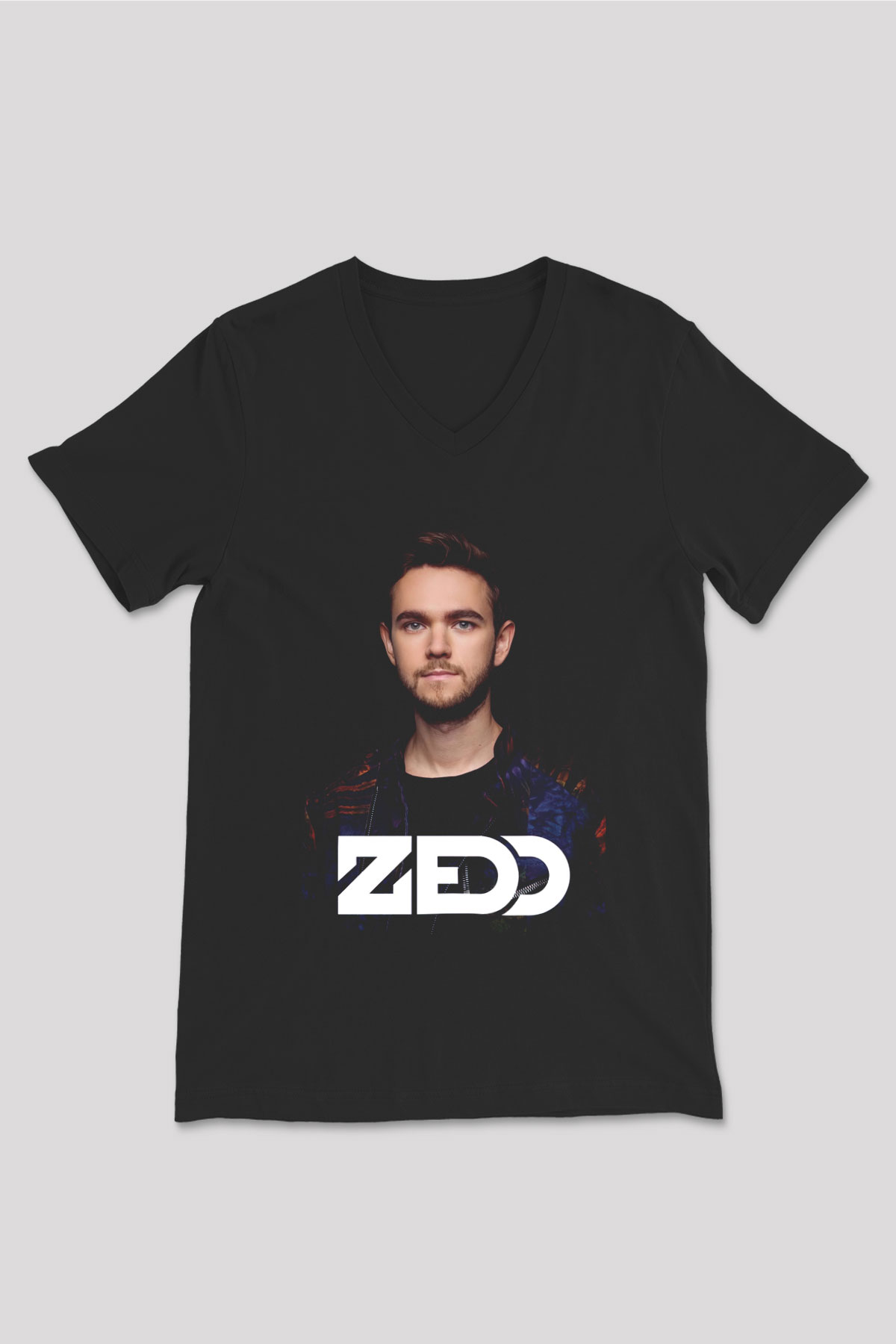 Zedd Siyah Unisex V Yaka Tişört