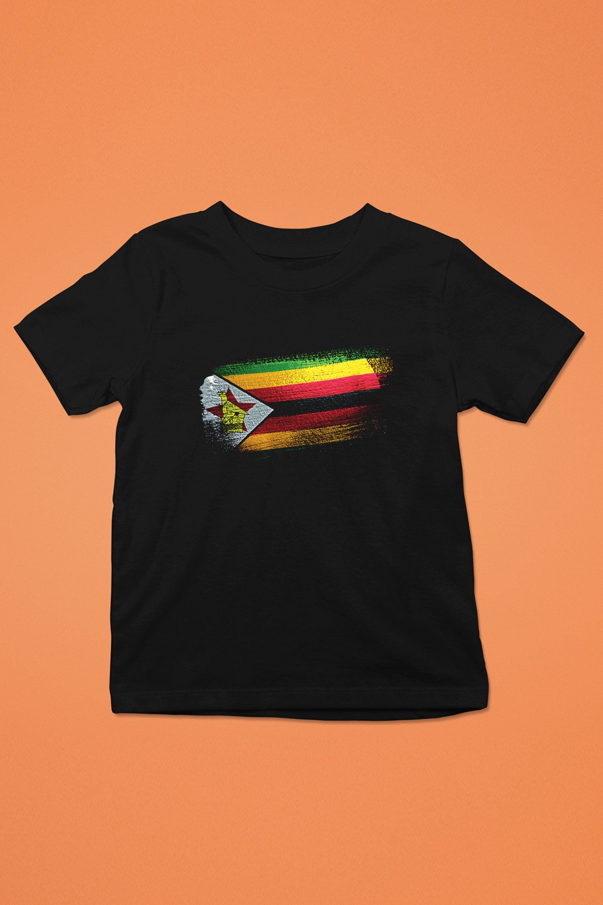 Zimbabve - Zimbabwe Bayrağı Baskılı Unisex Siyah Çocuk Tişörtü