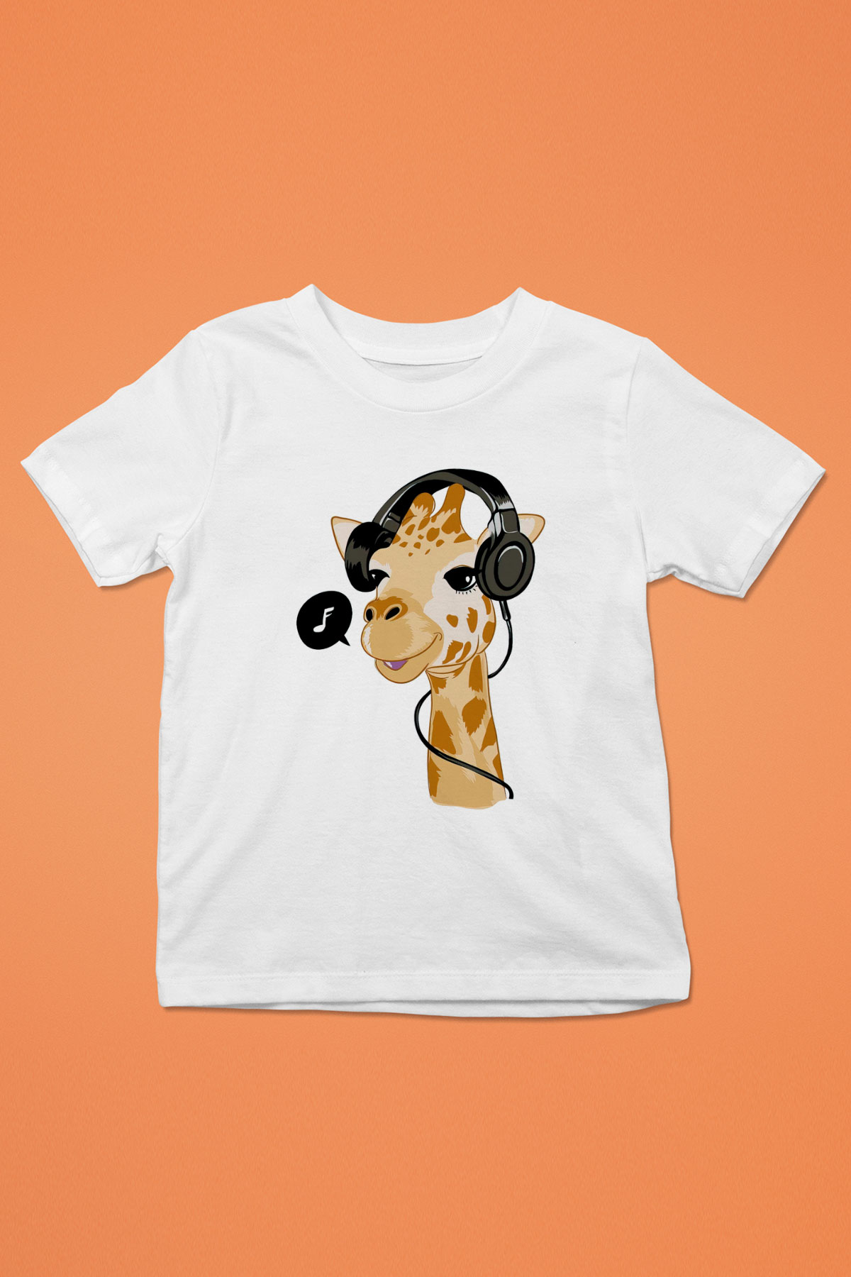 Zürafa Baskılı Unisex Beyaz  Çocuk Tişört