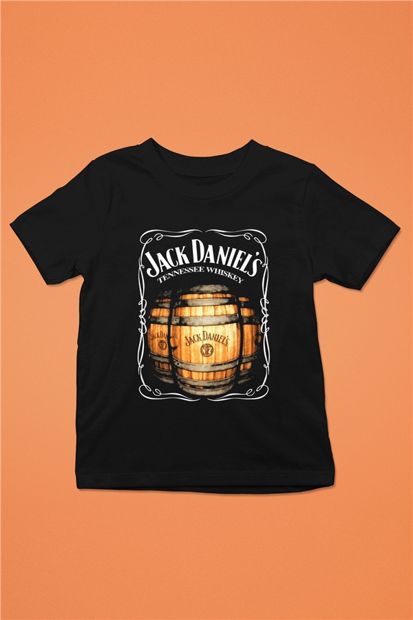 Jack Daniel's Baskılı Siyah Unisex Çocuk Tişört