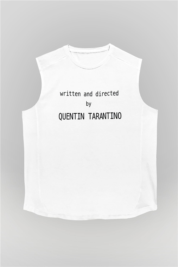 Quentin Tarantino Yazılı Beyaz Unisex Kolsuz Tişört