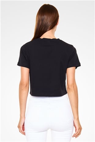 Alien Siyah Crop Top Tişört