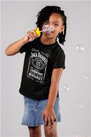 jack Daniels Baskılı Siyah Unisex Çocuk Tişört