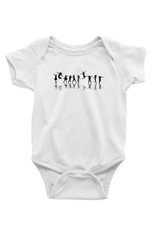 Modern Dans Baskılı Beyaz Unisex Bebek Body - Zıbın
