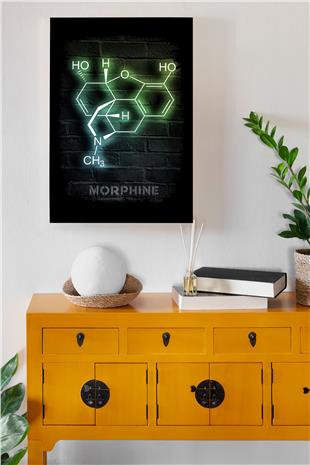 Morfin Molekülü Neon Desenli Ahşap Mdf Tablo 40 cm x 60 cm