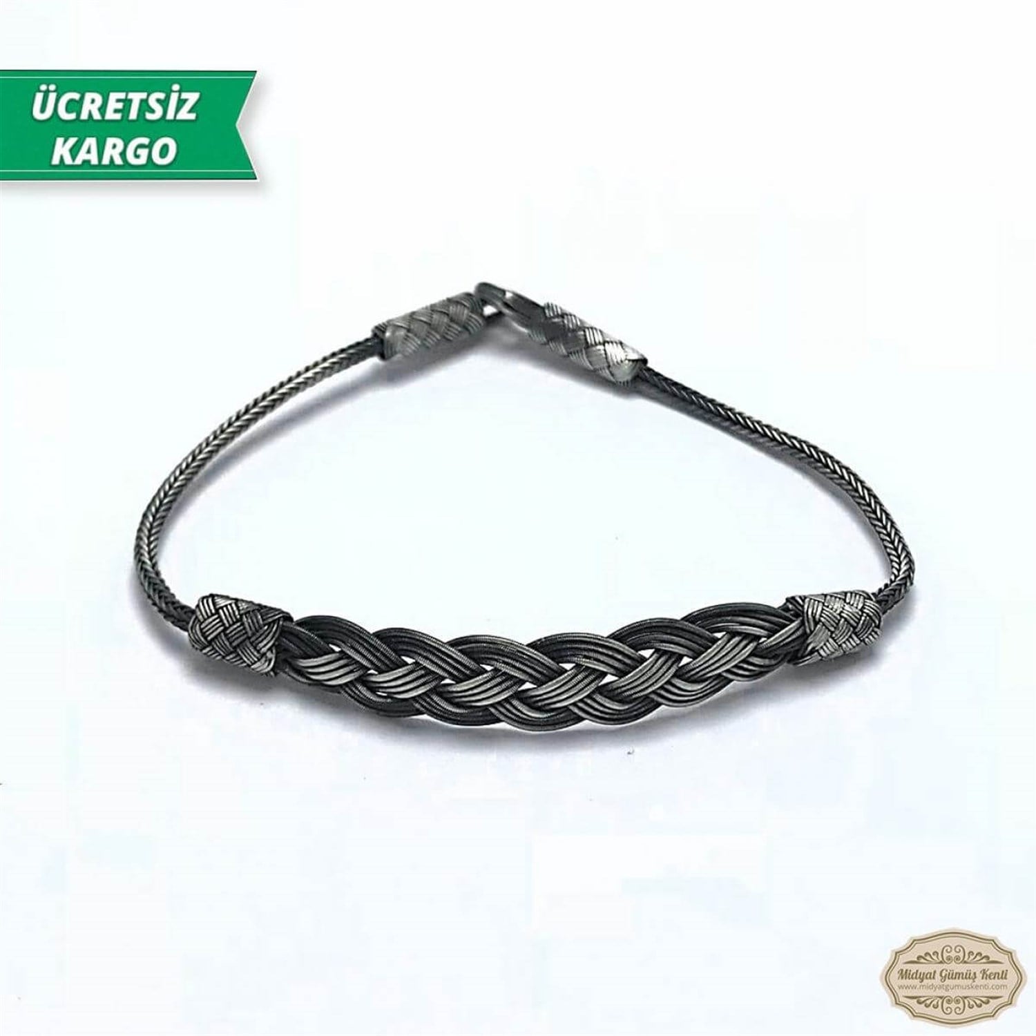 Örgü Model 1000 Ayar Gümüş El Örmesi Erkek Bayan Bileklik 